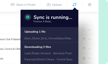 Sync running quietly in the background while files upload and download