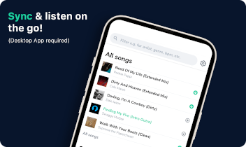 The My DJ Cloud mobile app streaming a DJ’s library on the go
